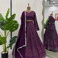 Sequence Work Wine Color Lehenga Choli For Sangeet Function