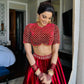 Red Velvet Lehenga With Peacock Embroidery - Buy Shree Fashion