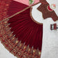 Red Velvet Lehenga With Peacock Embroidery - Buy Shree Fashion