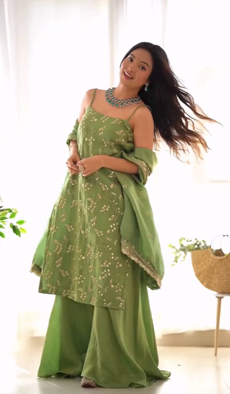 Green Titali Sharara Set - Shree Collection