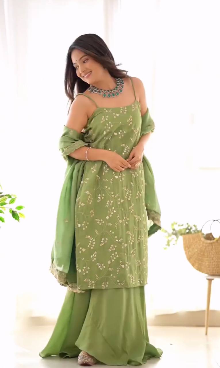 Green Titali Sharara Set - Shree Collection