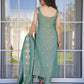 Artful Peacock Green Color Chinnon Silk Embroidery Salwar Suit