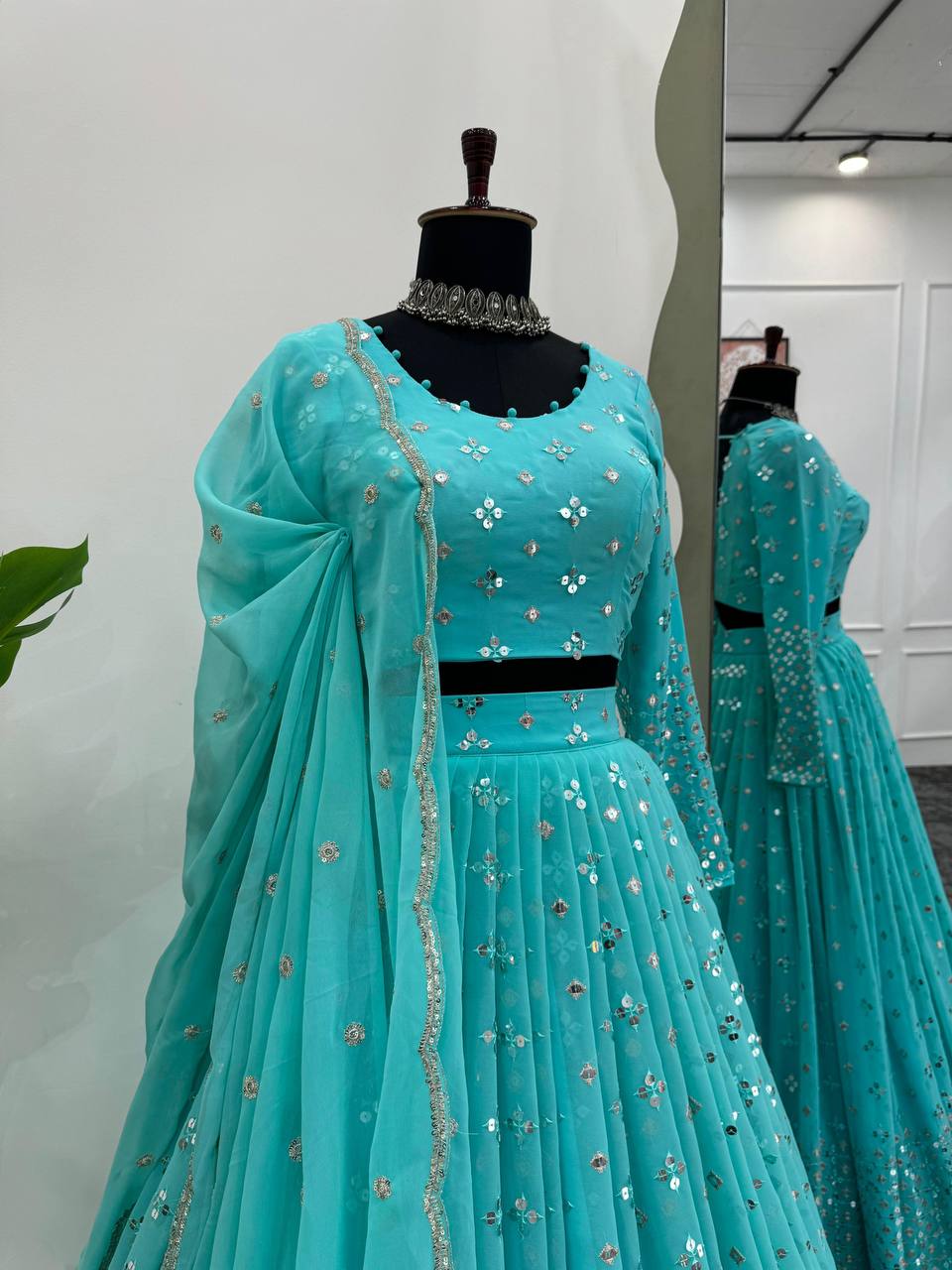 Indian Wedding Lehenga Choli Georgette With Sequence And Embroidery Work