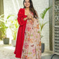 Velvet Red Suit Set -Shree Fashion