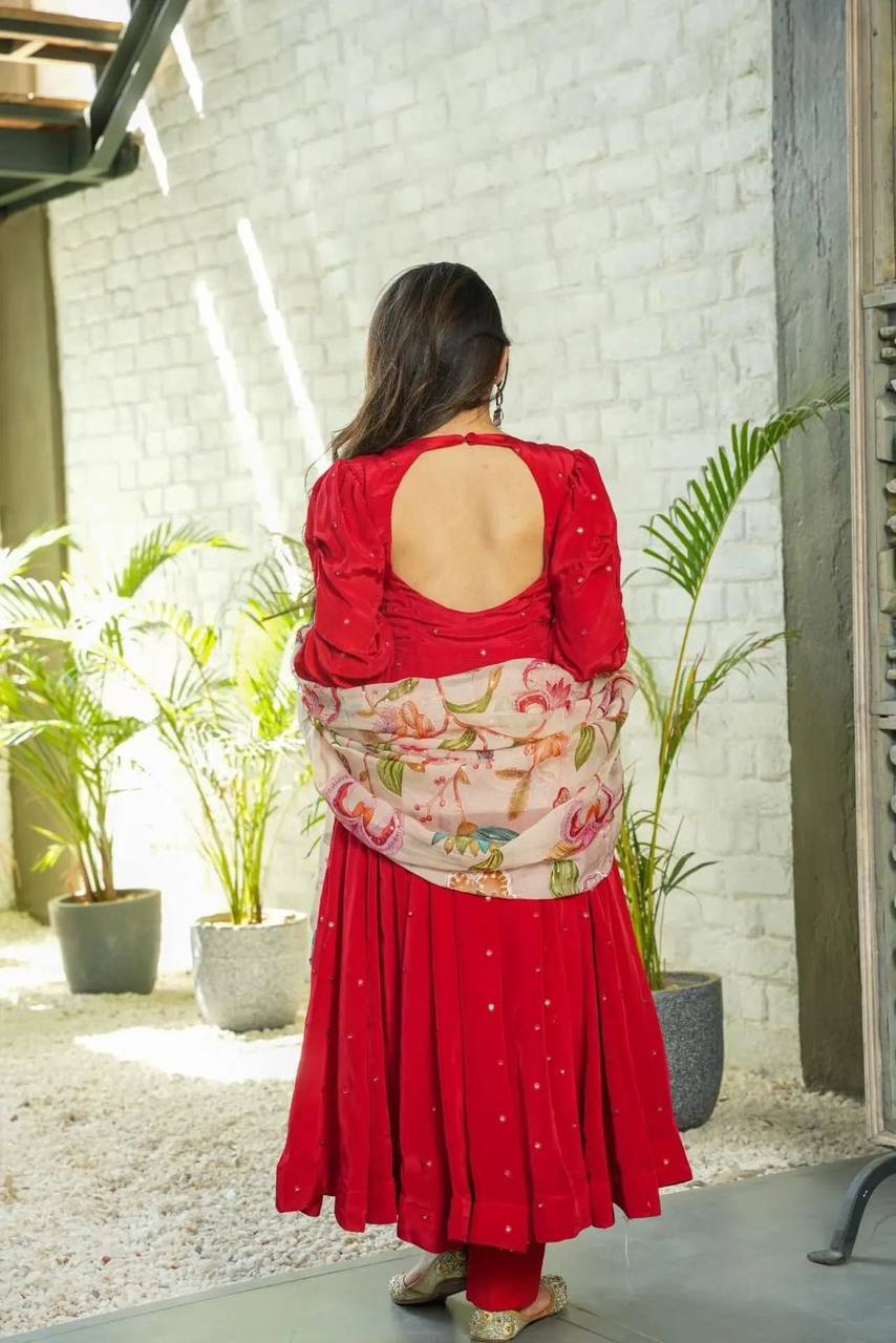 Velvet Red Suit Set -Shree Fashion