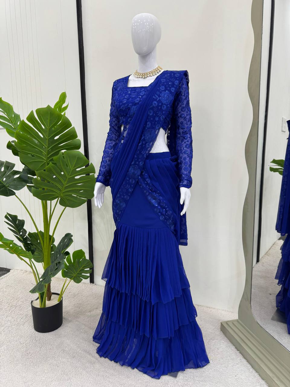 Elegant Blue Lehenga Saree - shree fashion