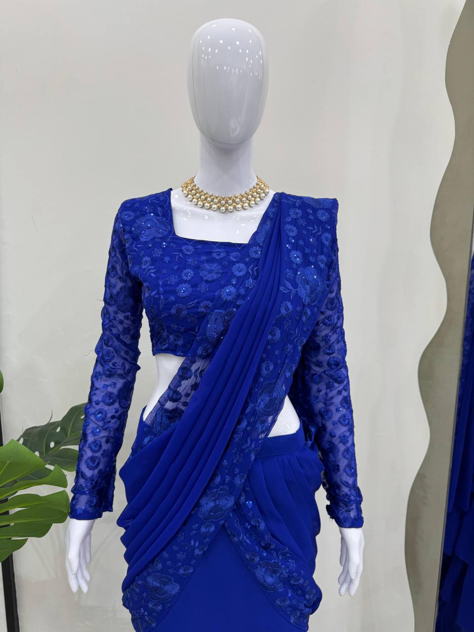 Elegant Blue Lehenga Saree - shree fashion