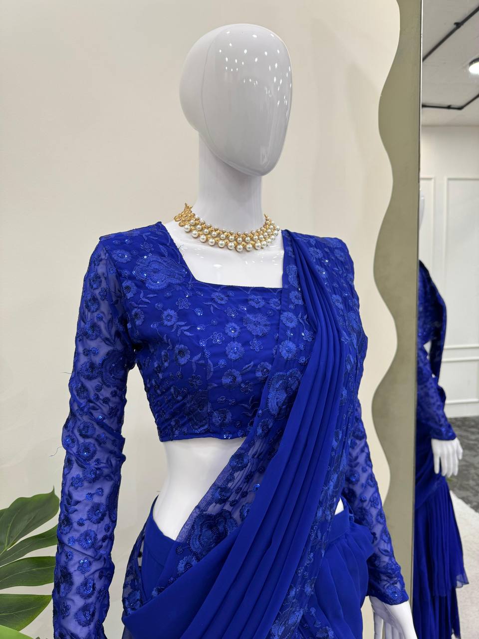 Elegant Blue Lehenga Saree - shree fashion