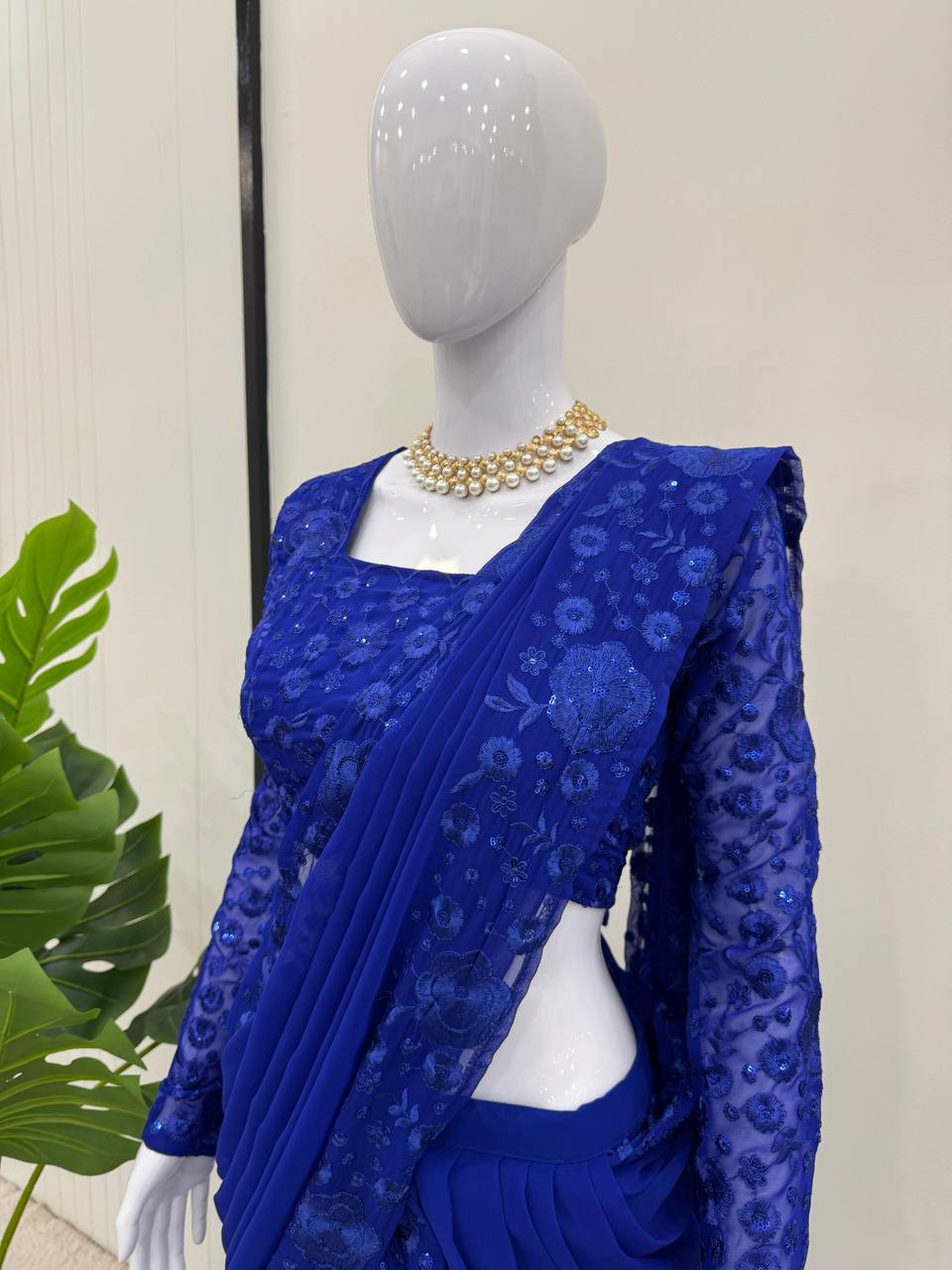 Elegant Blue Lehenga Saree - shree fashion