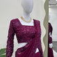 Elegant Wine Lehenga Saree - shree fashion