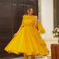 Yellow Organza Suit Set With Intricate Embroidery -Shree Fashion