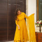 Yellow Organza Suit Set With Intricate Embroidery -Shree Fashion