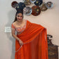 Orange Sequined Lehenga Saree - shree fashion