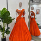 Orange Sequined Lehenga Saree - shree fashion