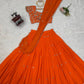 Orange Sequined Lehenga Saree - shree fashion