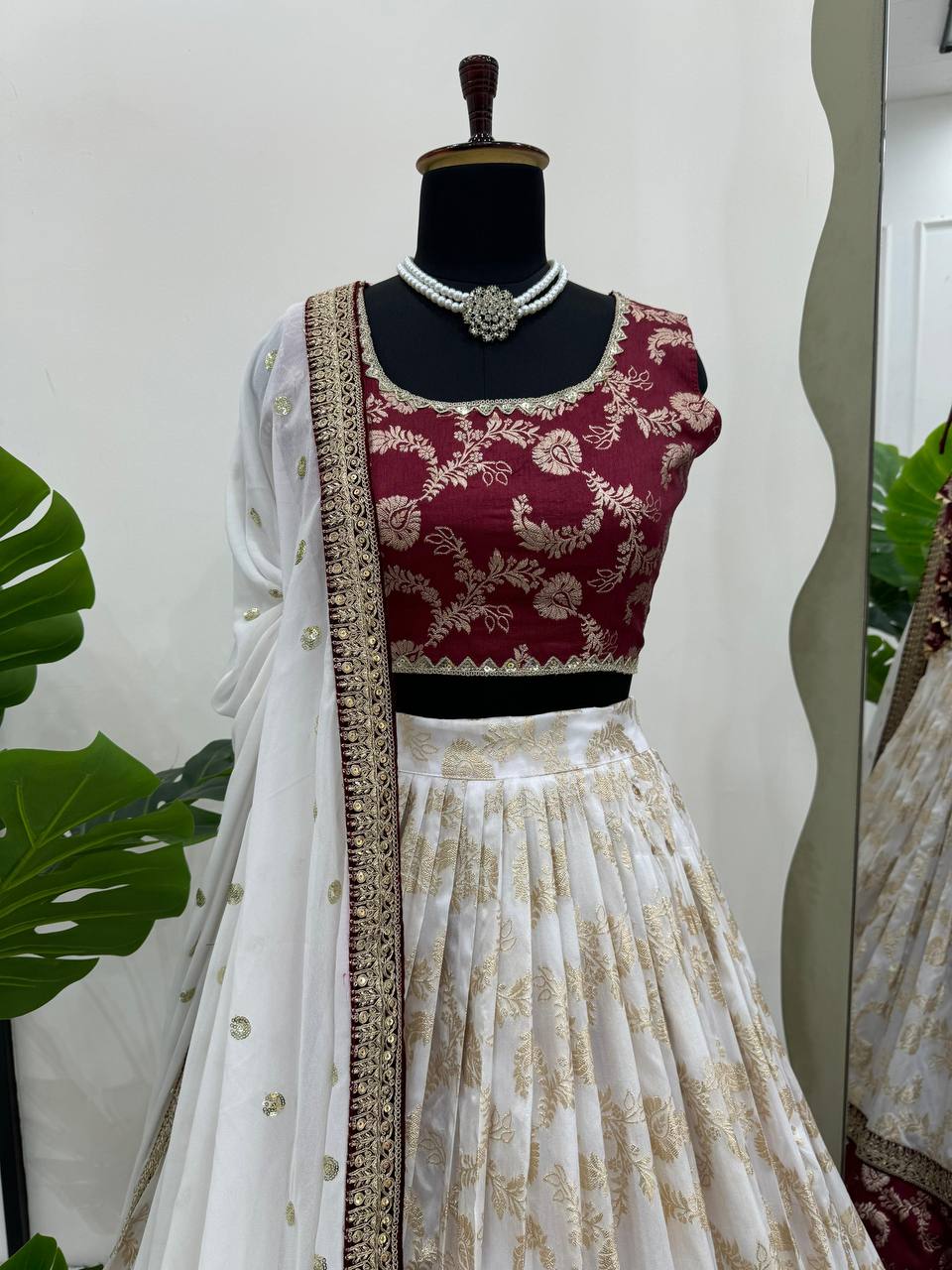 Red And White Designer Lehenga Choli - Buy shree fashion