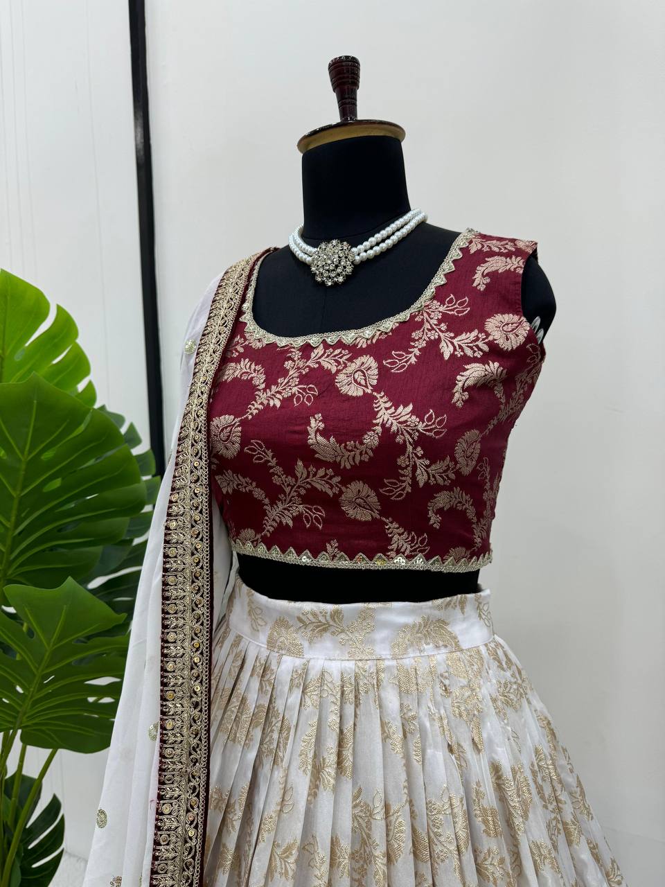 Red And White Designer Lehenga Choli - Buy shree fashion