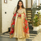 Beautiful Chinon Gown With Embroidered Plazzo And Printed Kota Chex Dupatta