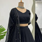 Black Thread Work Faux Georgette Lehenga Choli