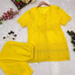 Chicken Georgette Yellow Jacket Blouse Sharara Set