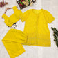 Chicken Georgette Yellow Jacket Blouse Sharara Set