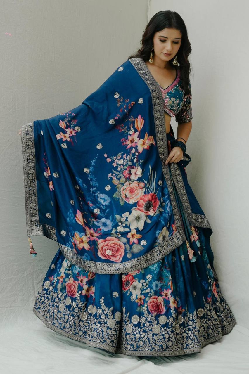 Hevay Blue Blossom Dream Choli