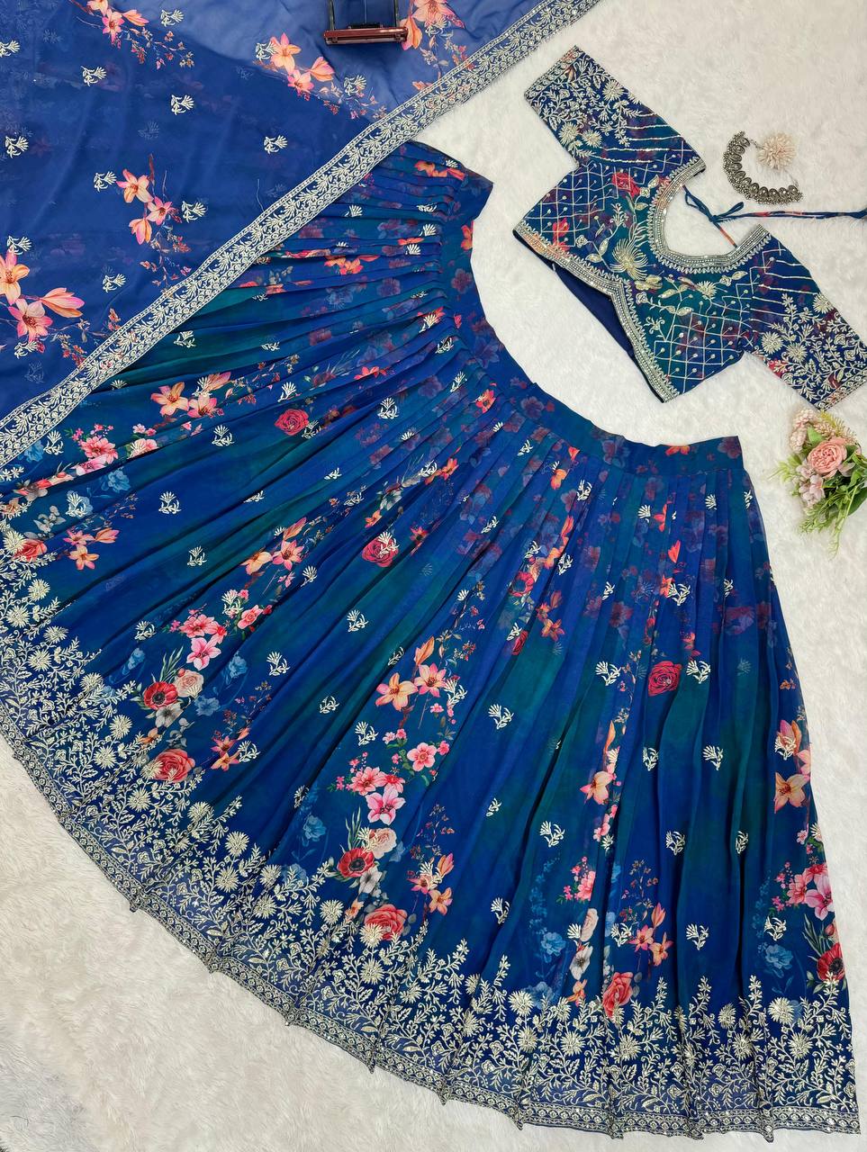 Hevay Blue Blossom Dream Choli