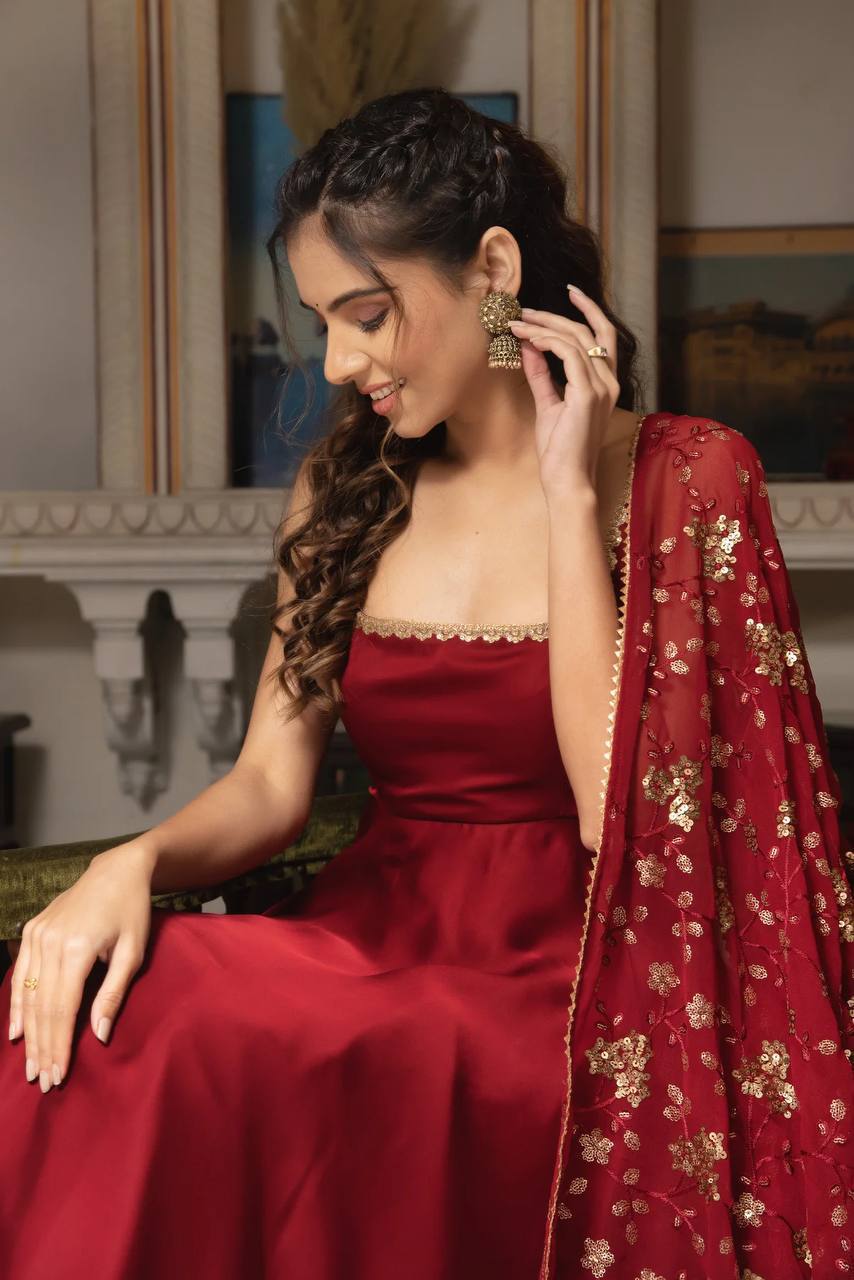 Elegant Red Anarkali Suit : A Timeless Classic