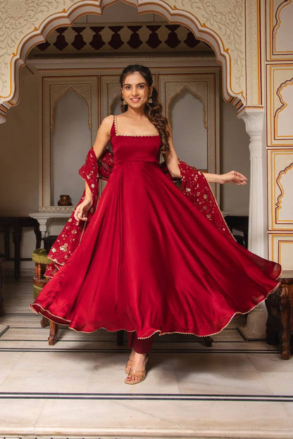 Elegant Red Anarkali Suit : A Timeless Classic