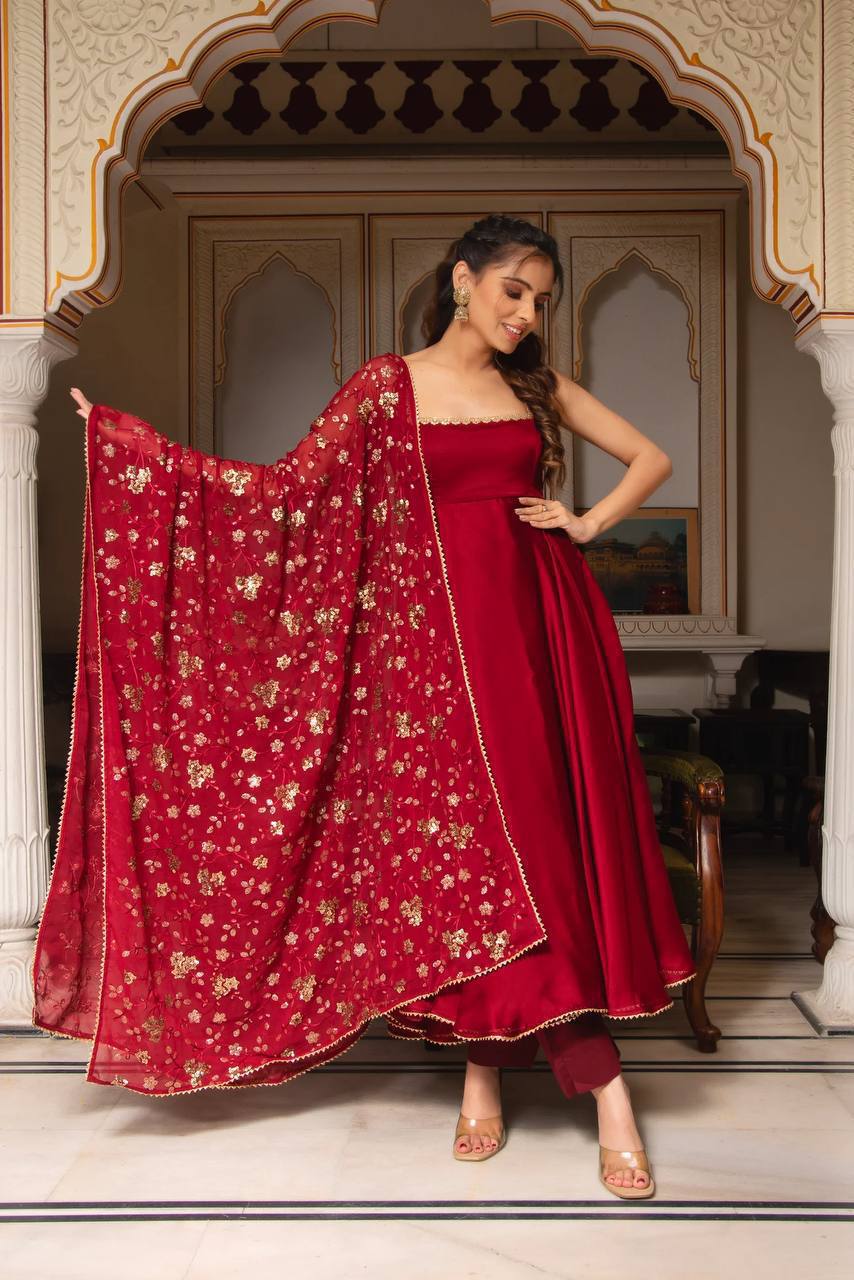 Elegant Red Anarkali Suit : A Timeless Classic