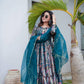 BLue & Green Printed Anarkali Suit Set by Shreefashion