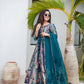 BLue & Green Printed Anarkali Suit Set by Shreefashion