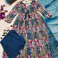 BLue & Green Printed Anarkali Suit Set by Shreefashion