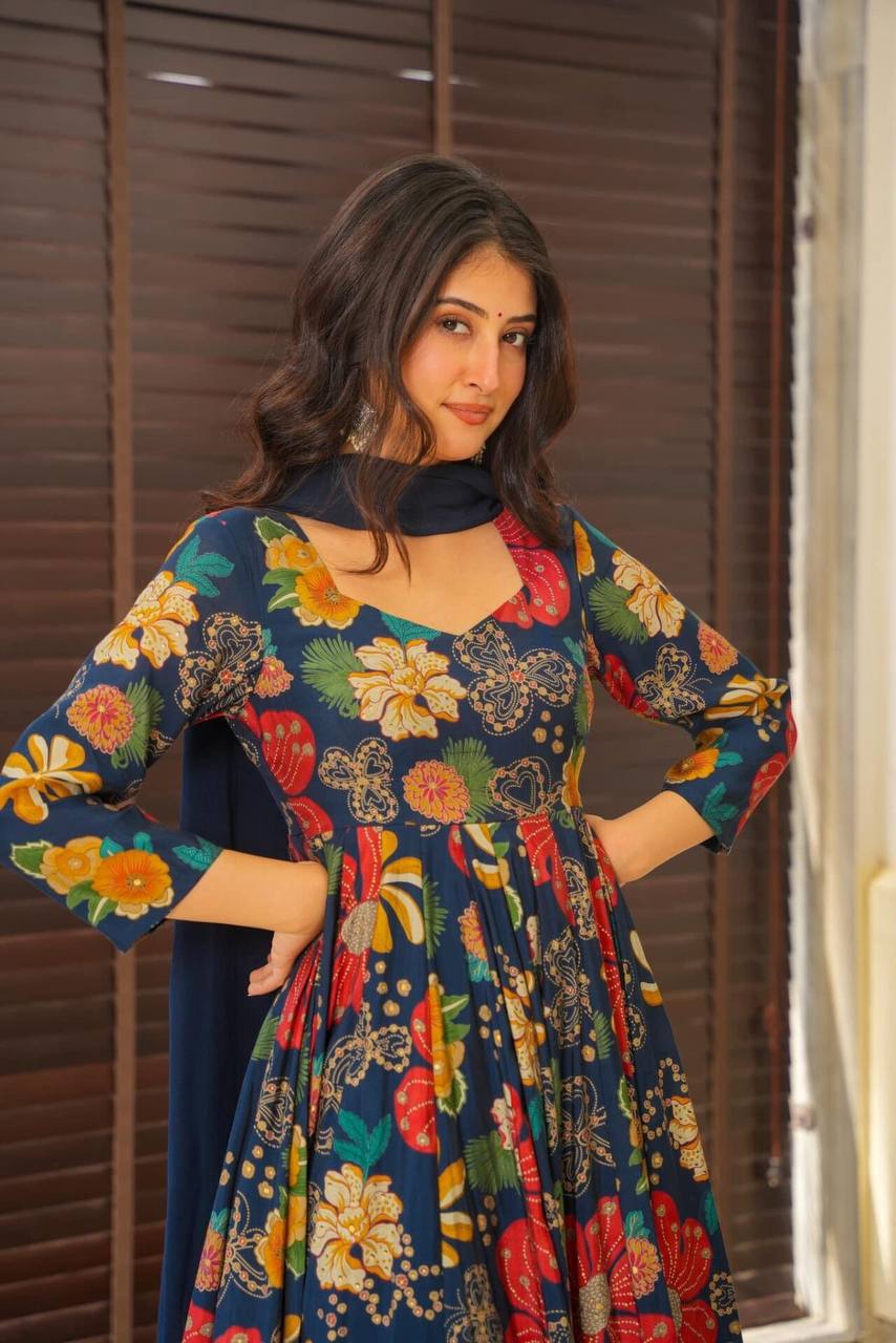 Mrunal Blue Floral Suit Set