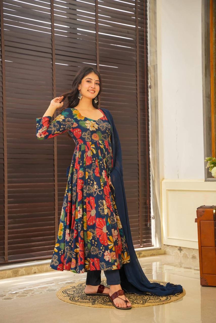 Mrunal Blue Floral Suit Set