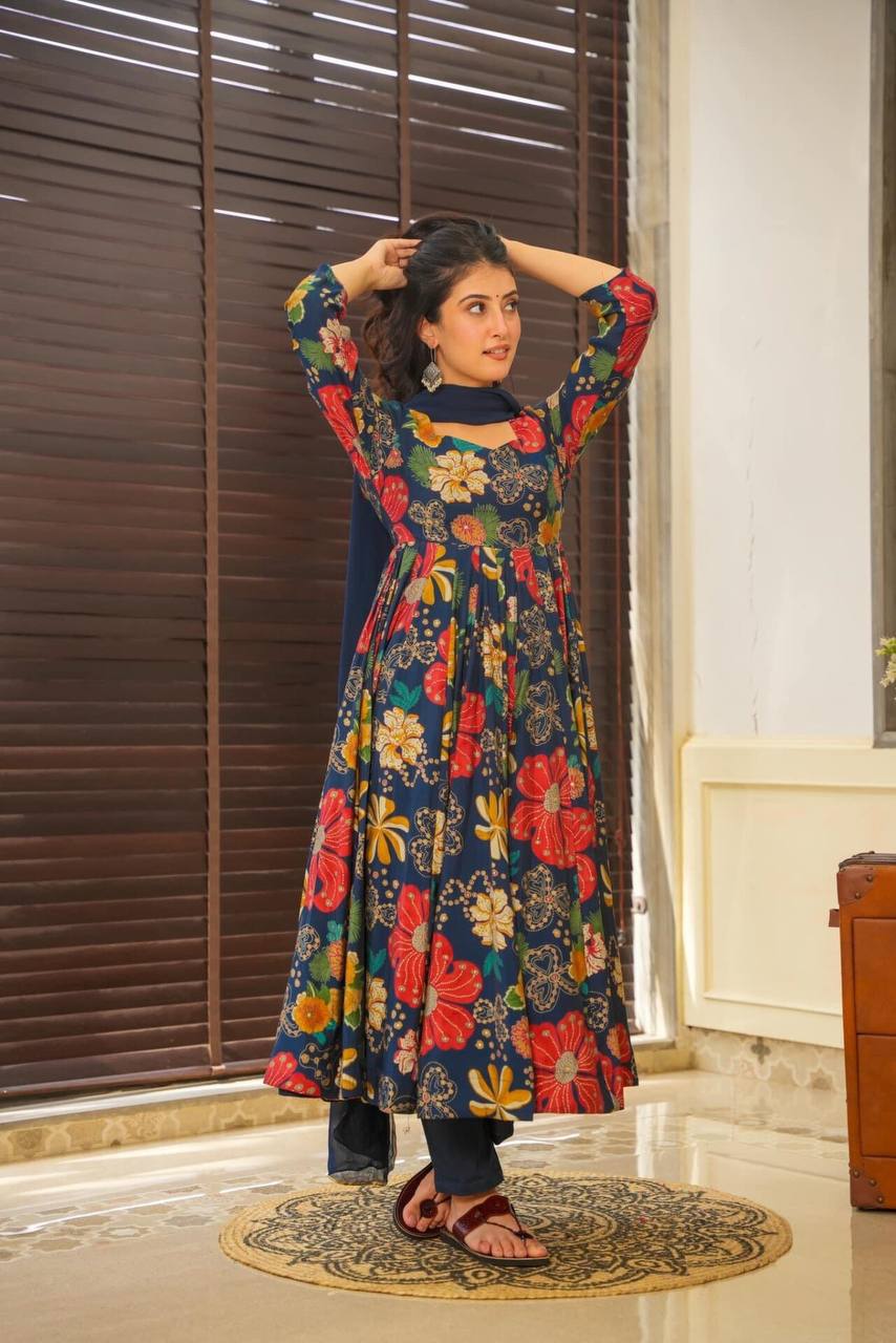 Mrunal Blue Floral Suit Set