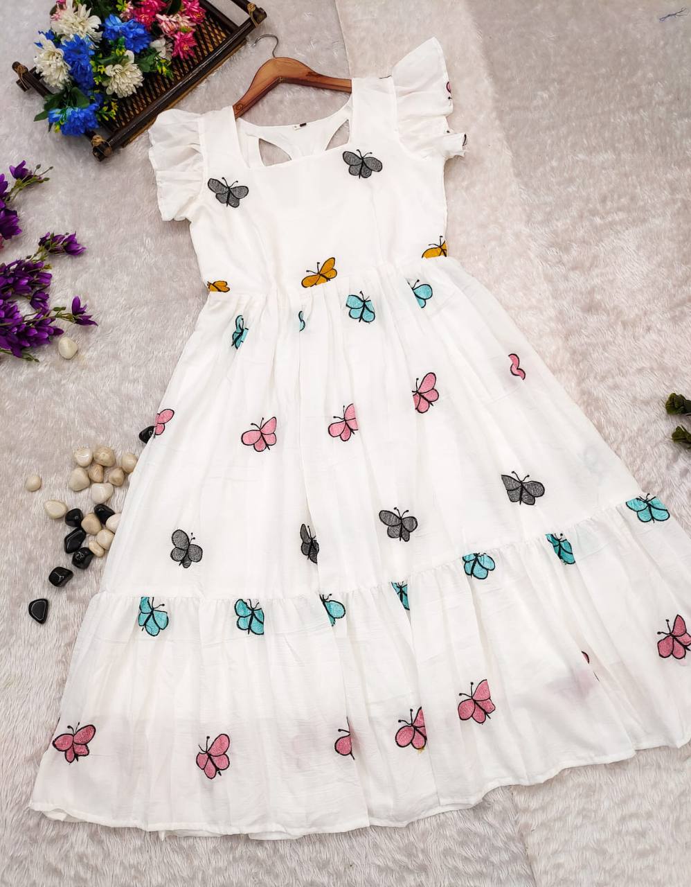 White Butterfly Frock Style