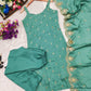 Artful Peacock Green Color Chinnon Silk Embroidery Salwar Suit