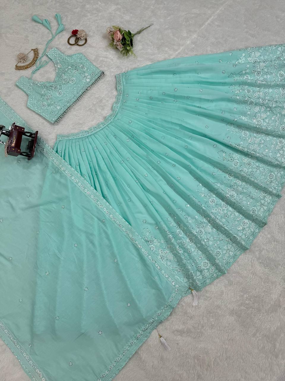 Hevay Silk Green Lehenga Set