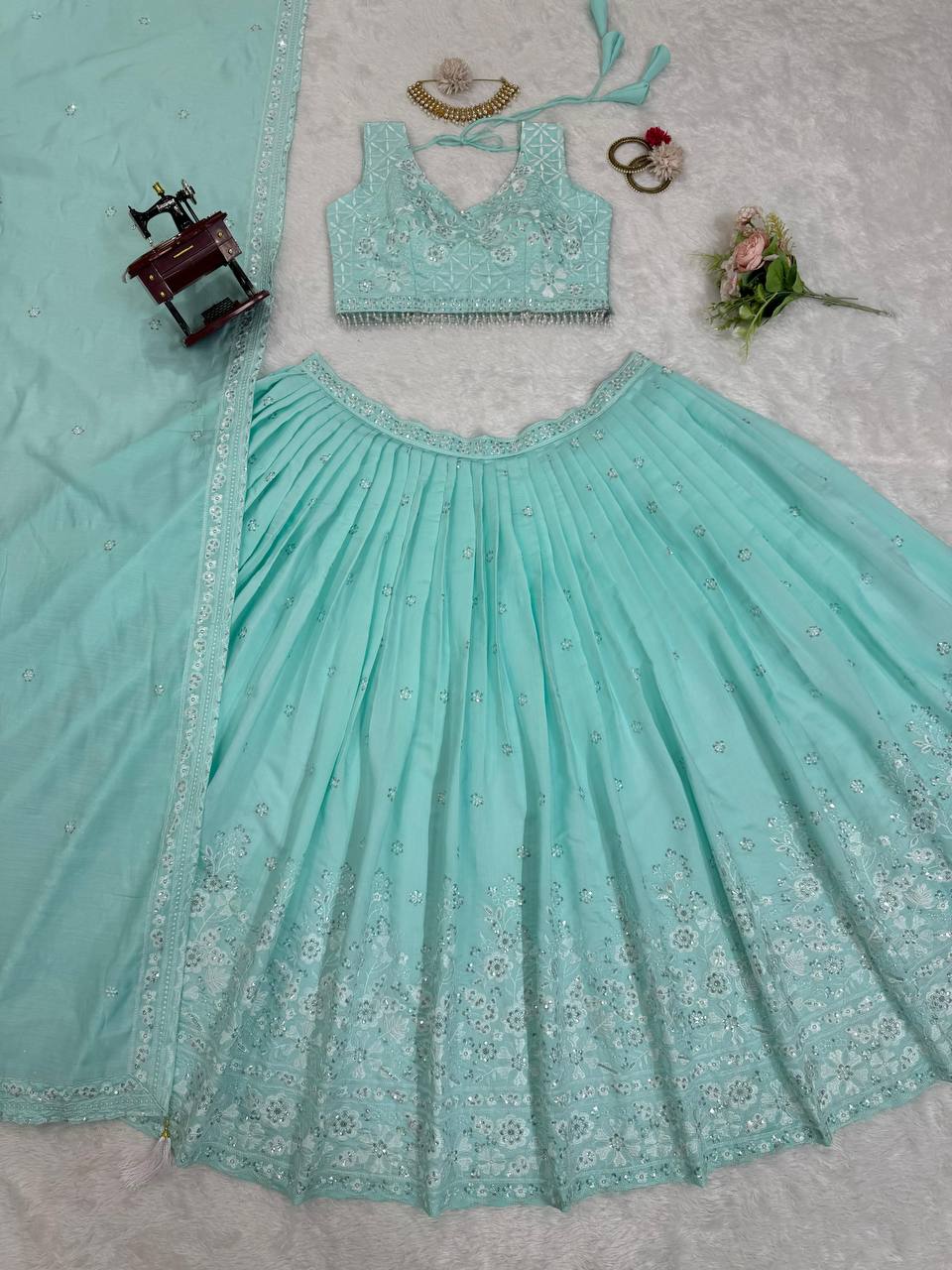 Hevay Silk Green Lehenga Set