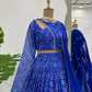 Ready To Wear Blue Faux Georgette With Digital Print Lehengha