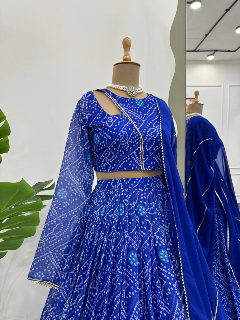 Ready To Wear Blue Faux Georgette With Digital Print Lehengha