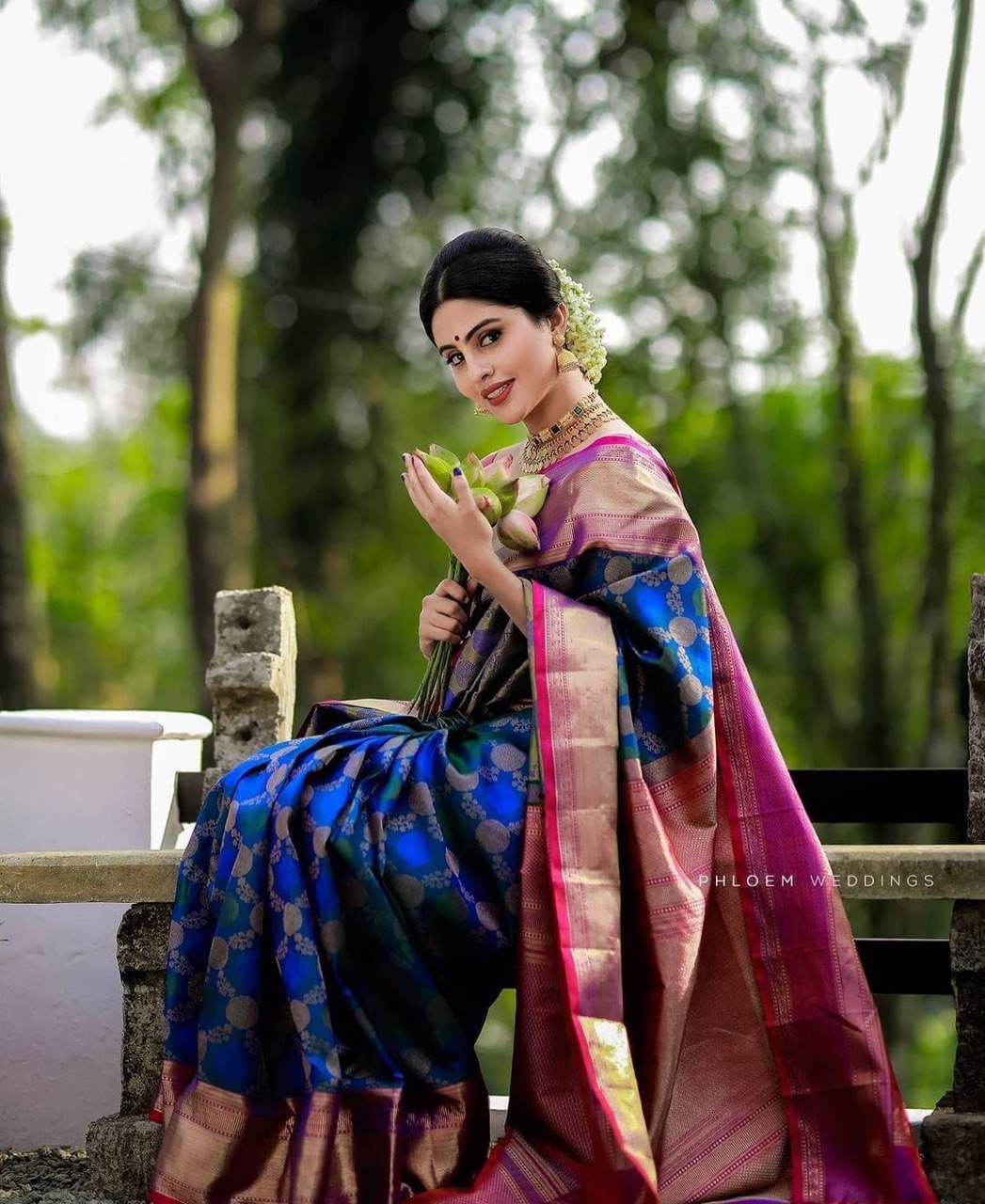 Elegant Blue Soft Banarasi Silk Saree