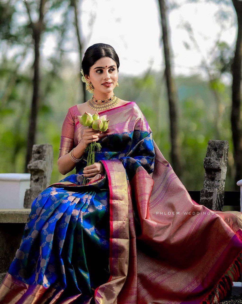 Elegant Blue Soft Banarasi Silk Saree