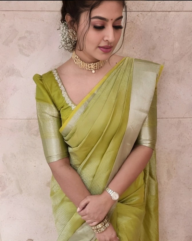 Banarasi Cotton Silk Saree(Green)