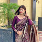 Woven Zari Dark Purple Silk Saree