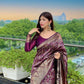 Woven Zari Dark Purple Silk Saree