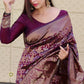 Woven Zari Dark Purple Silk Saree