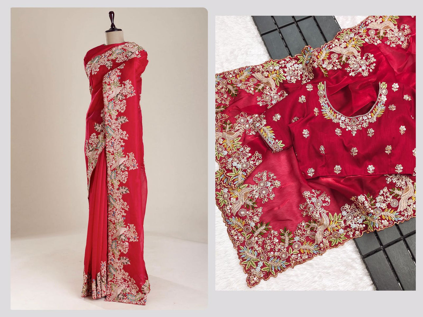 Luxuriant Sequence Red Color Saree