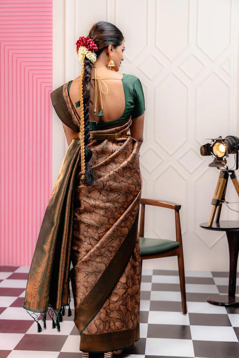 Rayon Light Brown Saree - Elegant & Comfortable Traditional Saree for Special Occasions